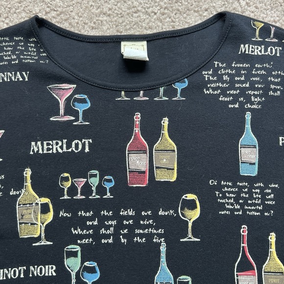 Jess & Jane Wine Long Sleeve Top Chardonnay Merlot Pinot Noir Womens M - Picture 2 of 10